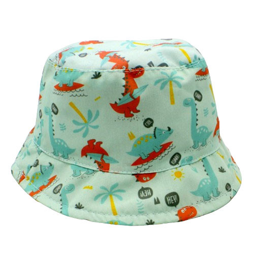 Vissershoedje / Zonnehoedje Baby&Kind - Lichtgroen Dinosaurussen Cartoon Surfing Tropical - Katoen