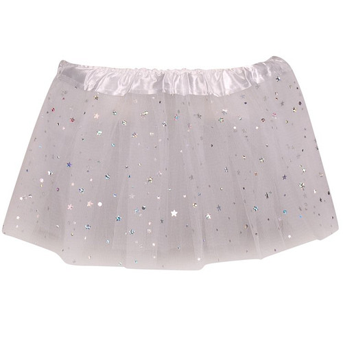 Tutu voor baby/peuter organza wit met zilveren sterretjes