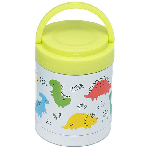 Lunchpot Dinosaurussen Gekleurd Thermos Heet & Koud Duurzame RVS - Wit - 400ml
