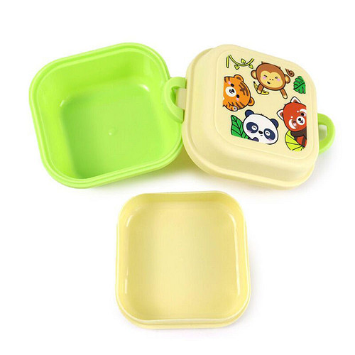 Bentobox/Lunchbox - Adoramals Wilde Dieren - Beige/Groen - 8x12x12cm