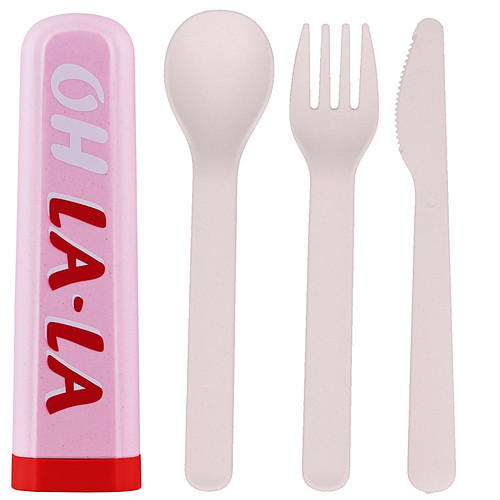 BioLoco Bestekset PLA - Oh La La - Lepel/Vork/Mes - Herbruikbaar - 16cm