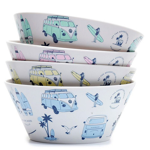 Set Picknick/Camping Schaaltjes RPET - Volkswagen T1 Camper Explore More - 4 stuks - 6,5x14,5cm