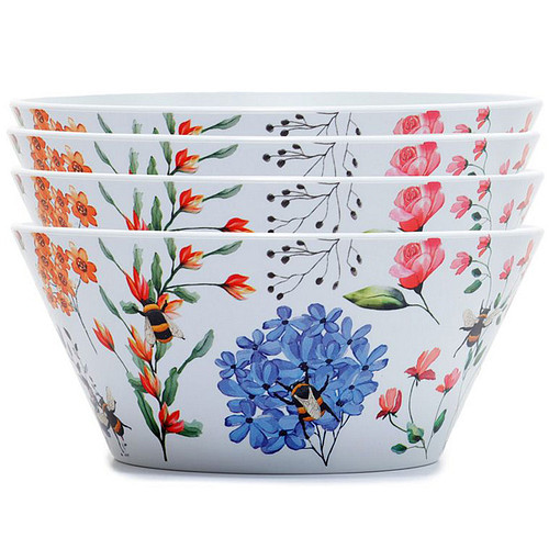 Set Picknick/Camping Schaaltjes RPET - Nectar Meadows Wilde Bloemen - 4 stuks - 6,5x14,5cm