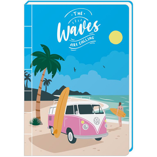 Notitieboek VW Volkswagen T1 Busje - A5 STEENPAPIER - The Waves Are Calling - Originele Licentie - Gelinieerd