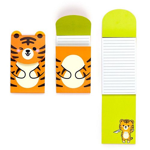 Notitieboekje Flip Open Memoblok - Tijger Adoramals - Gelinieerd - 17.5x9.5x0.5cm