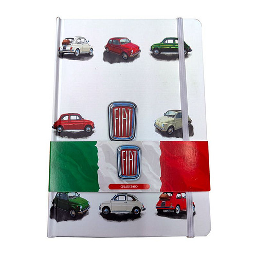 Notitieboekje A5 - Fiat 500 Retro - Rood/Wit/Groen - Gerecycled - Gelinieerd - 21x14.5x0.5cm