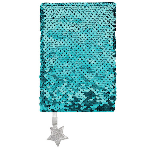 Notitieboekje A6 keerbare pailletjes blauw/lil
