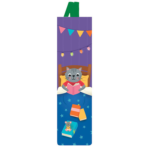 Boekenlegger Kind - Lezende Kat - Elastieken Band - 4,7x17,5cm