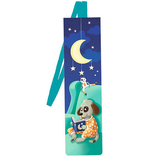 Boekenlegger Kind - Lezende Hond - Elastieken Band - 4,7x17,5cm