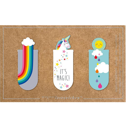 Magnetische Boekenlegger - Set van 3 - Eenhoorn/Regenboog/Regenwolk - 2,1x5,5cm