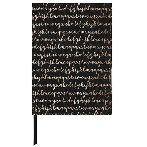 Boekomslag Alfabet gouden letters - Maat S - Voor boeken tot 19,5cm - 100% Katoen