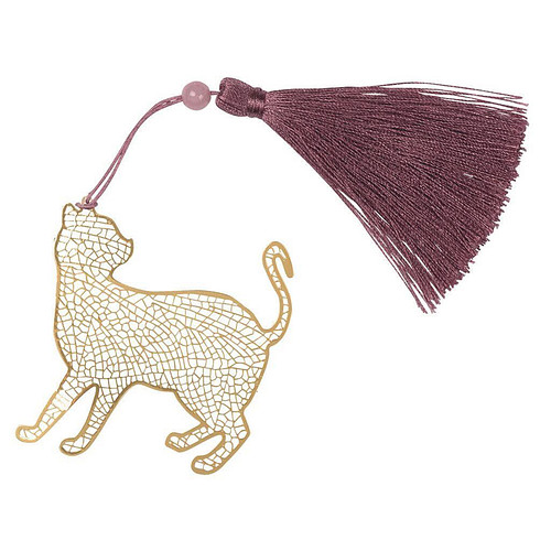 Boekenlegger metaal met kwast Kat - 7,5x10x3cm