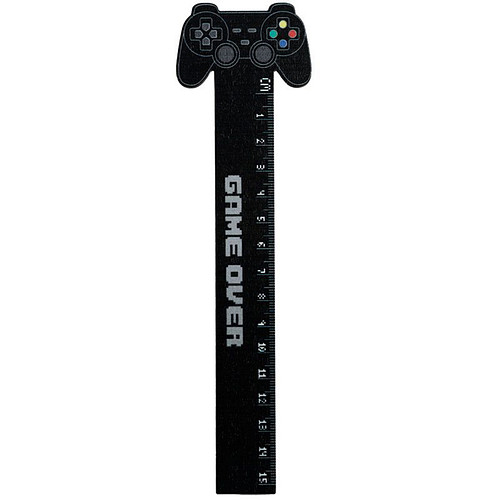 Liniaal Hout - Game Over Gamecontroller - Zwart - Centimeter - 15cm