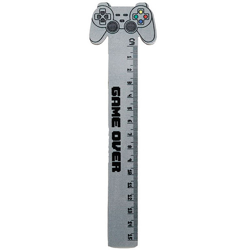 Liniaal Hout - Game Over Gamecontroller - Lichtgrijs - Centimeter - 15cm