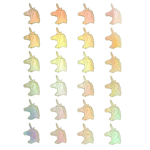 Stickers Holografisch - Eenhoorn Unicorn Regenboog Gradient - Scrapbook Hobby DIY Stickervel - 2.5-1.8cm - 48 Stuks 