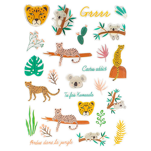 Stickers Epoxy- Jungle Thema - Scrapbook Hobby DIY Stickervel - 1.1-4.7cm - 26 Stuks 