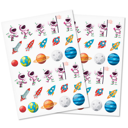 Stickers 2 Vellen - Astronauten & Raketten & Planeten - Scrapbook Hobby DIY Stickervellen - 1.7-4,2cm - 60 Stuks