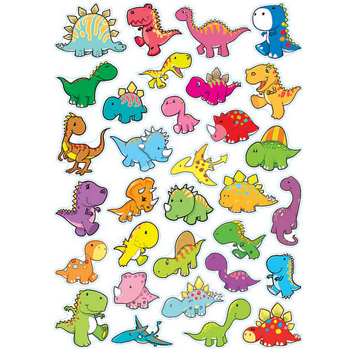 Stickers - Dinosaurussen Cartoonstyle - Scrapbook Hobby DIY Stickervel - 2-5cm - 64 Stuks