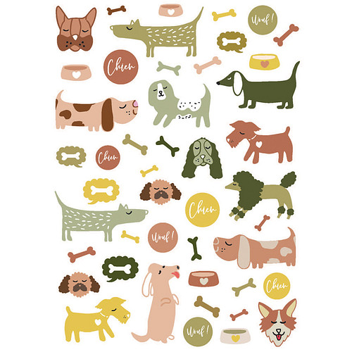 Stickers - Honden & Hondenbotten - Scrapbook Hobby DIY - 2 Stickervellen - 0.6-4.7cm - 87 Stuks
