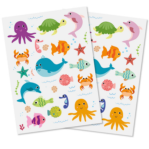 Stickers - Zeeleven Cartoon - Scrapbook Hobby DIY - 2 Stickervellen - 1.3-6.4cm - 62 Stuks