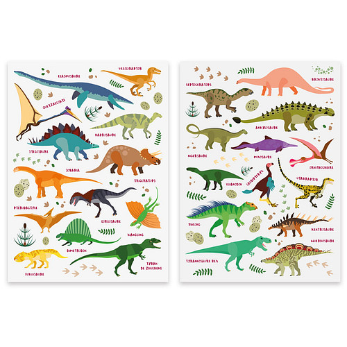 Stickers - Dinosaurussen - 2 Vellen - Scrapbook Hobby DIY Stickervel - 0,5-6cm - 105 Stuks