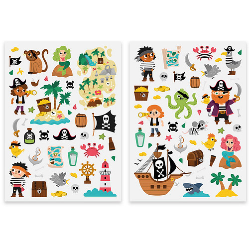 Stickers - Piraten Schatten - 2 Vellen - Scrapbook Hobby DIY Stickervel - 0,8-8,6cm - 86 Stuks