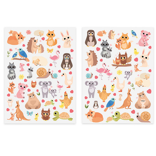 Stickers - Babydieren Cartoonstyle - 2 Vellen - Scrapbook Hobby DIY Stickervel - 0,5-5cm - 101 Stuks