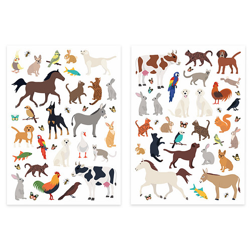 Stickers - Dieren & Vogels Diverse Gedomesticeerd - 2 Vellen - Scrapbook Hobby DIY Stickervel - 1-5,5cm - 73 Stuks