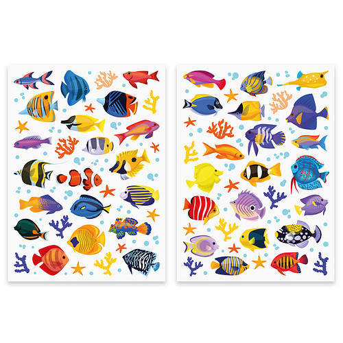 Stickers - Tropische Vissen - 2 Vellen - Scrapbook Hobby DIY Stickervel - 0,4-4,2cm - 133 Stuks