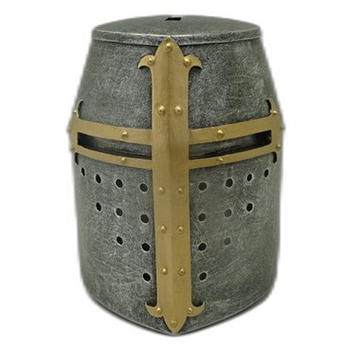 Spaarpot Ridderhelm - Kruistocht - Metaalgrijs & Goudkleurig - Polyresin - 10,5x8cm