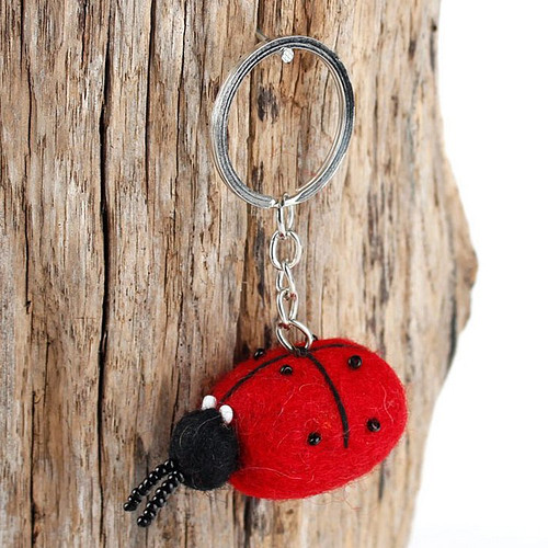 Vilten sleutelhanger lieveheersbeestje - 5cm 