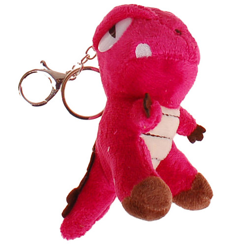 Sleutelhanger/Tashanger Dinosaurus T-rex Donkerroze - 12x6x4,5cm