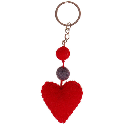 Tashanger / Sleutelhanger Rood Hartje Vilt - 4,5x4,5cm