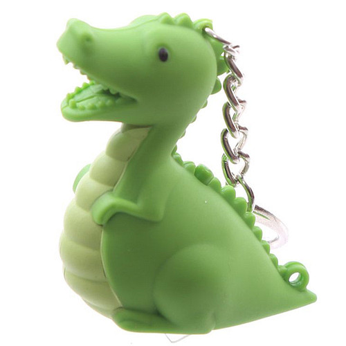 Sleutelhanger - Dinosaurus Groen - Led Lampje & RAWR Geluid - 10x5x2,5cm