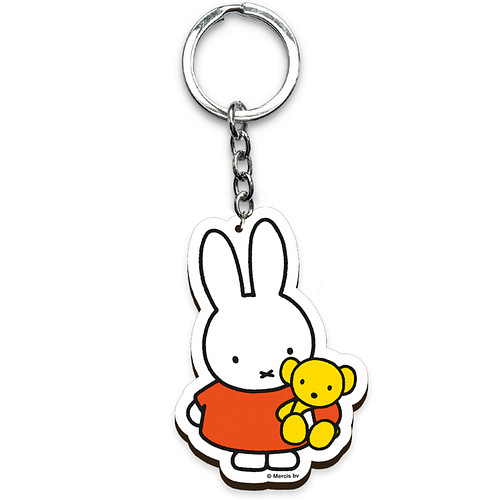 Sleutelhanger - Nijntje Geel Beertje Knuffel - Hout - 7x5cm