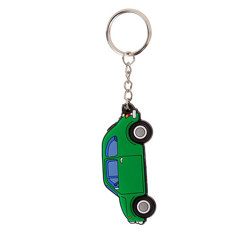 Sleutelhanger/Tashanger - Fiat 500 Retro Groen - PVC - 3x7cm 