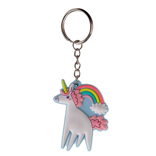 Sleutelhanger/Tashanger - Wit&Roze - Unicorn Magic - Magische Eenhoorn - PVC - 5,5x4x0,6cm