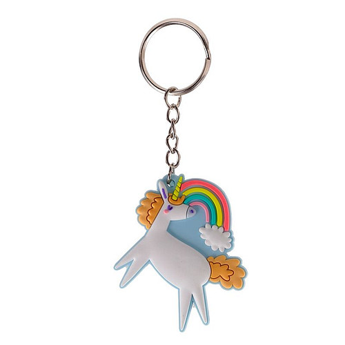 Sleutelhanger/Tashanger - Wit&Oranje - Unicorn Magic - Magische Eenhoorn - PVC - 5,5x4x0,6cm