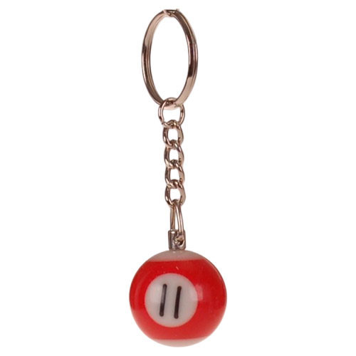 Sleutelhanger - Poolbiljart 11-Ball 3D - Rood/Wit - 2,5cm