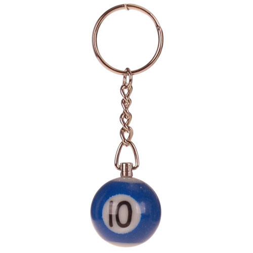Sleutelhanger - Poolbiljart 10-Ball 3D - Blauw/Wit - 2,5cm