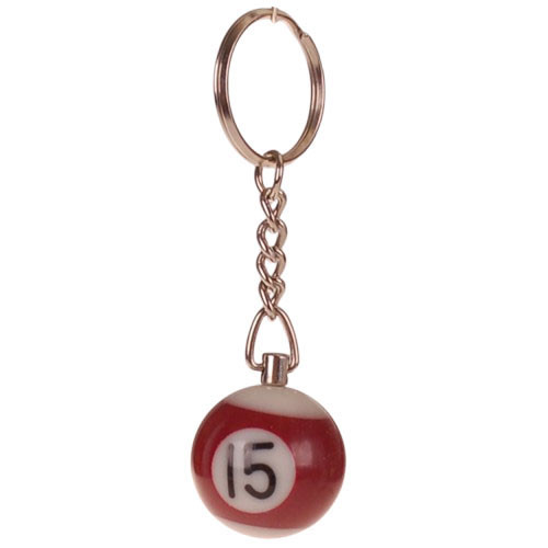 Sleutelhanger - Poolbiljart 15-Ball 3D - Roodbruin/Wit - 2,5cm