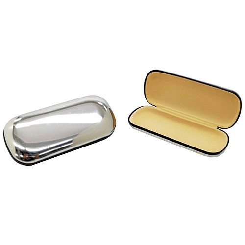 Brillenkoker Metaal - Robuuste Case - Zwarte Stootrand & Scharnier - Binnenmaat 14x5,5x2,5cm 