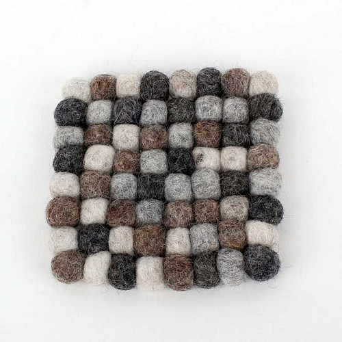 Vilten onderzetters grijs vierkant 10 cm -Set van 4