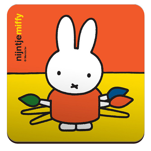 Onderzetter - Nijntje Artiest Pencelen - Oranje/Geel - Kurk - 9,5x9,5