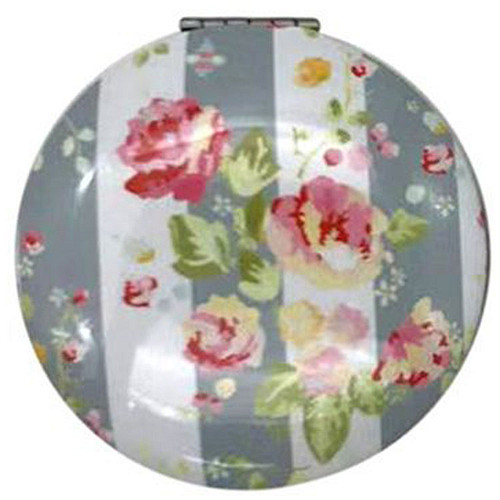 Compact Make Up Spiegeltje Julie Dodsworth Blauw/Witte Strepen Gekleurde bloemen - 6,5cm
