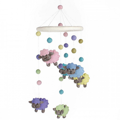 Mobiel Sjaal met Verhaal - Schaapjes in Pasteltinten 18x50cm - Babykameraccessoire