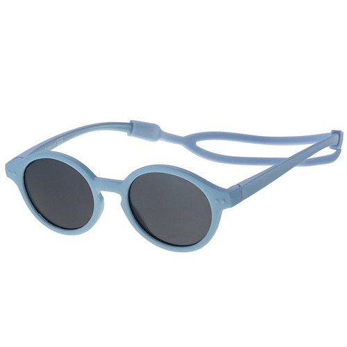 Kinderzonnebril blauw met rubber hoofdband aan voet 10mnd-4jr - 100% UV cat 3