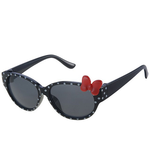 Meisjeszonnebril zwart met polkadot en strikje 0-4jr - 100% UV cat 3