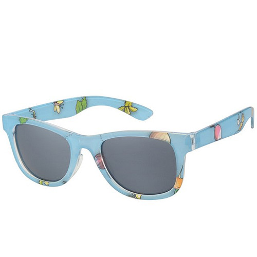 Meisjeszonnebril blauw met "bijtjes en groenten"  5-8jr - 100% UV cat 3