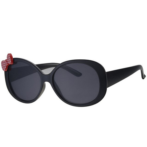 Meisjeszonnebril retrolook zwart met rood strikje 5-8jr - 100% UV cat 3